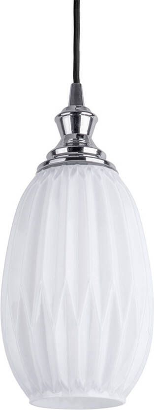 Leitmotiv Posh Oval Hanglamp Glas Ø14 5 x 22 cm Wit