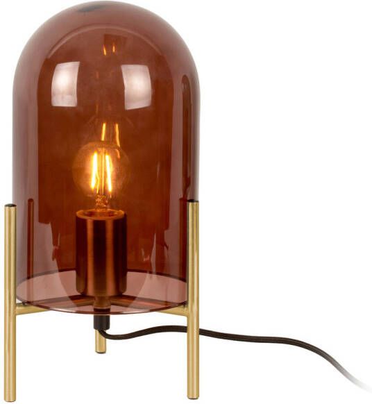 Leitmotiv Tafellamp Glas Bell Chocolade Bruin Gouden frame