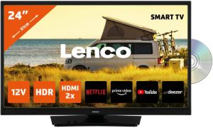 Lenco 24 Smart TV met ingebouwde DVD speler en 12V auto adapter DVL-2483BK Zwart