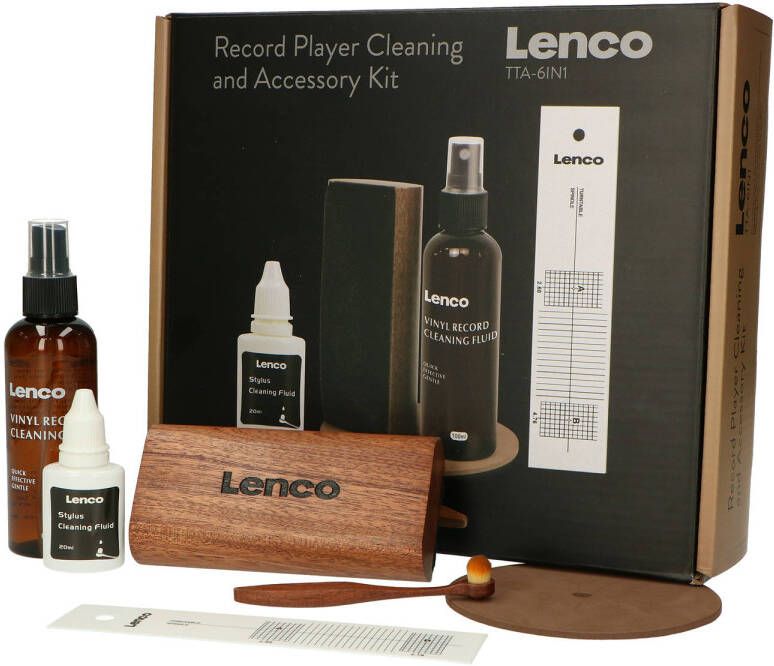 Lenco 6-in-1 platenspeler accessoireset en luxe LP schoonmaakset