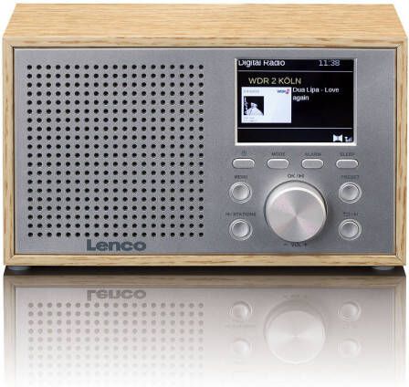 Lenco Compacte en stijlvolle DAB+ FM radio met Bluetooth en houten behuizing Hout
