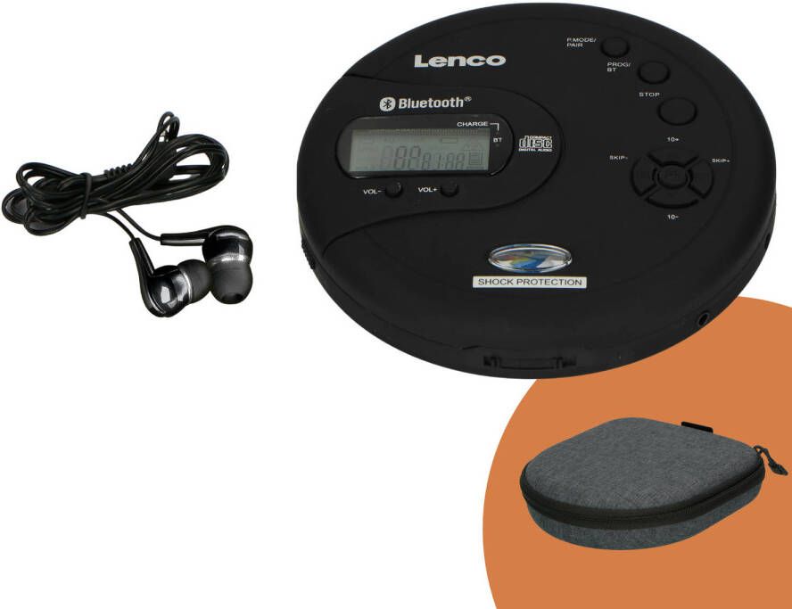 Lenco Draagbare Bluetooth CD-MP3 speler met anti-shock Zwart