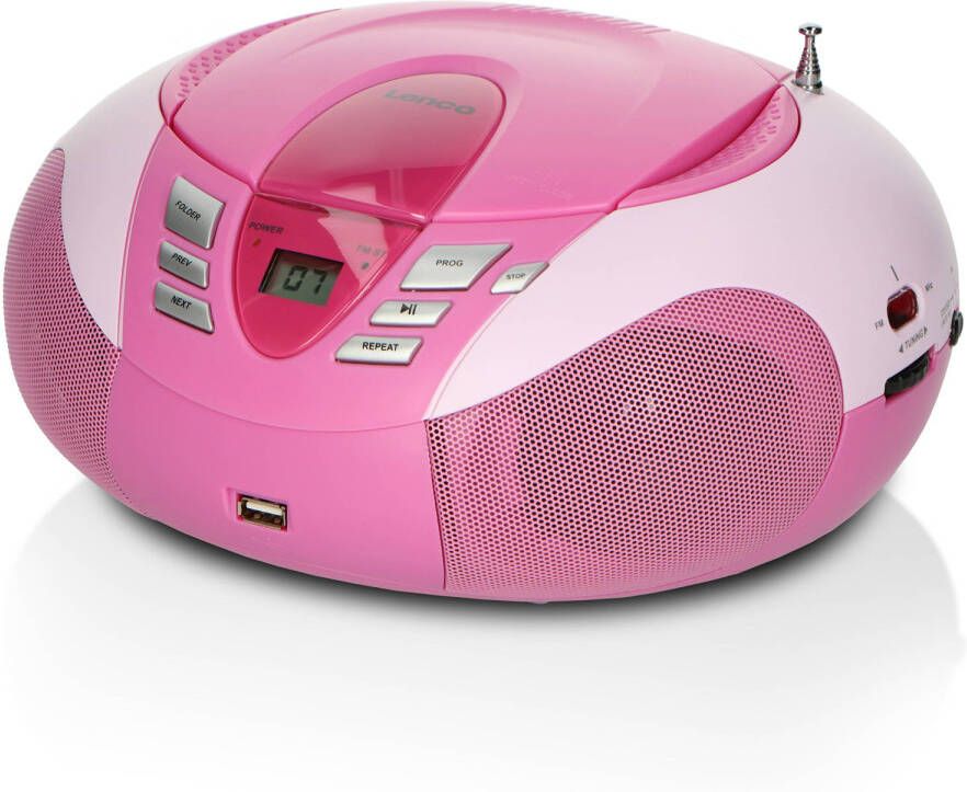 Lenco Draagbare FM Radio CD en USB speler Roze