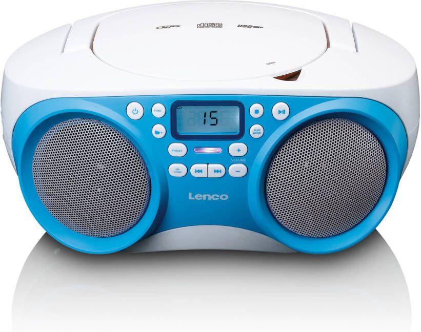 Lenco Draagbare FM Radio CD MP3 en USB-speler Wit-Blauw