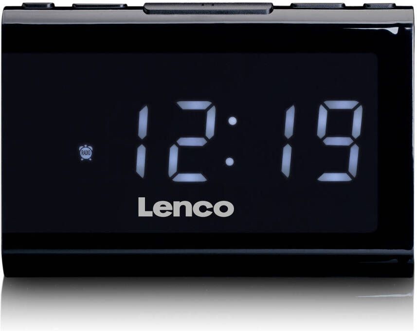Lenco FM Wekkerradio met USB-speler en USB-oplader Zwart