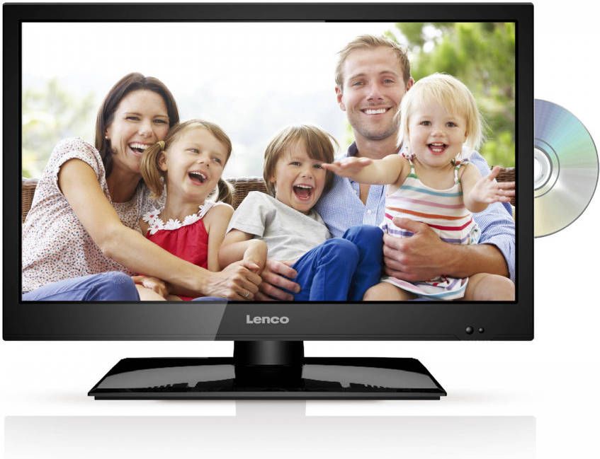 Lenco HD LED TV 19 inch DVB T T2 S2 C met ingebouwde DVD speler Zwart