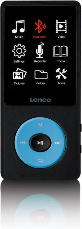 Lenco MP3 MP4 speler met Bluetooth en 8GB intern geheugen Zwart-Blauw