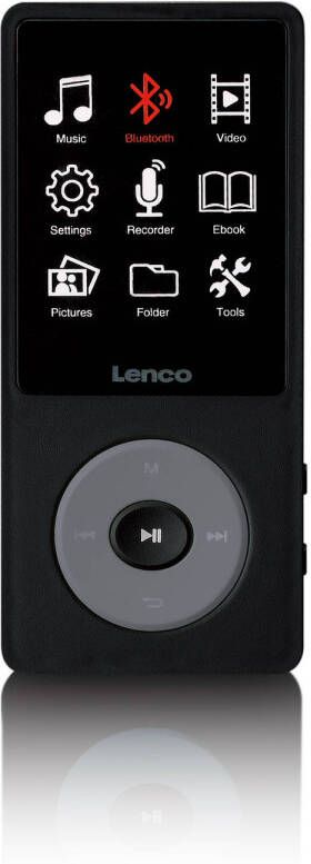 Lenco MP3 MP4 speler met Bluetooth en 8GB intern geheugen Zwart-Grijs