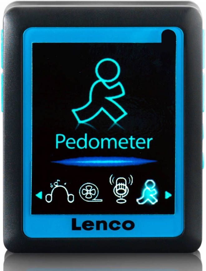 Lenco MP3 MP4 Speler met stappenteller en 4 GB Zwart-Blauw