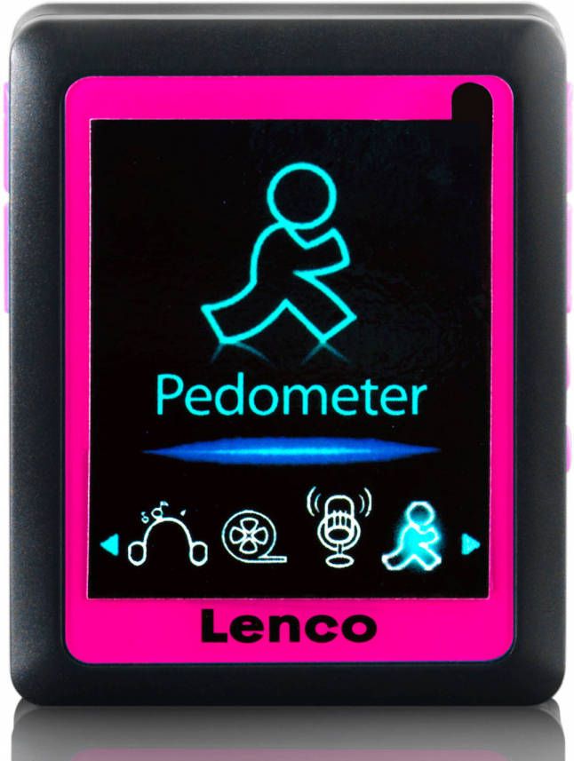 Lenco MP3 MP4 Speler met stappenteller en 4 GB Zwart-Roze
