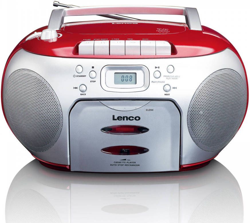 Lenco Radio Cassette en CD speler Rood-Zilver