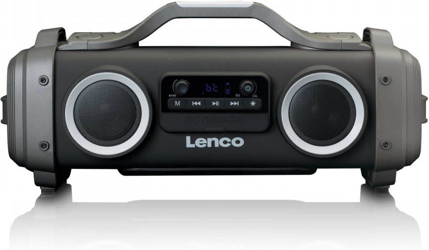 Lenco Splashproof Bluetooth speaker FM radio USB en micro SD met lichteffecten Zwart-Grijs