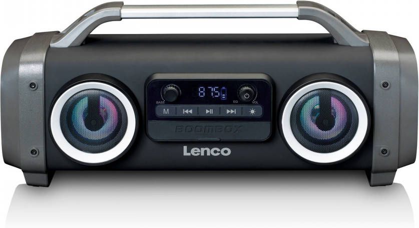 Lenco Splashproof Bluetooth speaker FM radio USB en SD met Licht effecten Zwart
