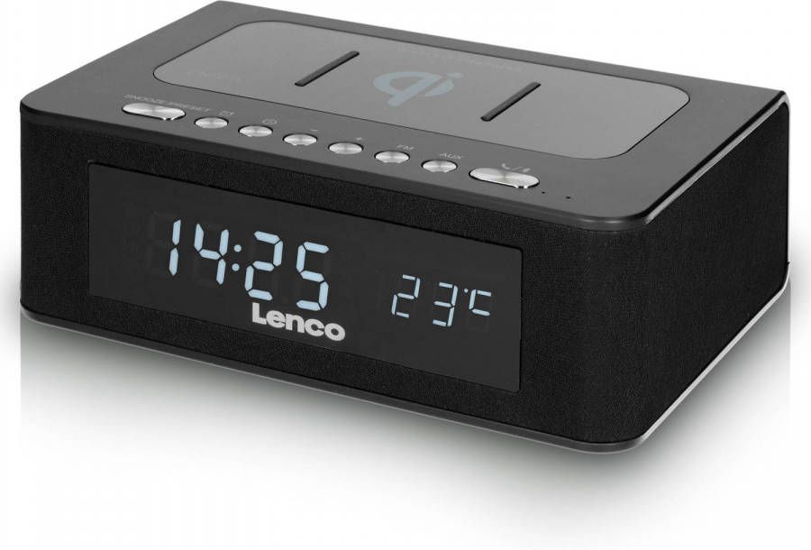 Lenco CR 580BK Wekkerradio met Qi Wireless Bluetooth USB en Temperatuurweergave Zwart