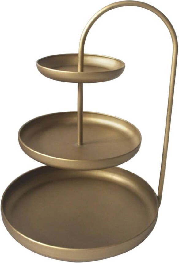 Lesliliving Lesli Living Etagère 3-laags Julie 41x29.5x55 cm goudkleurig