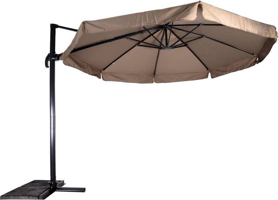 Lesliliving Zweefparasol Virgo Taupe Ø350 Cm Inclusief Kruisvoet