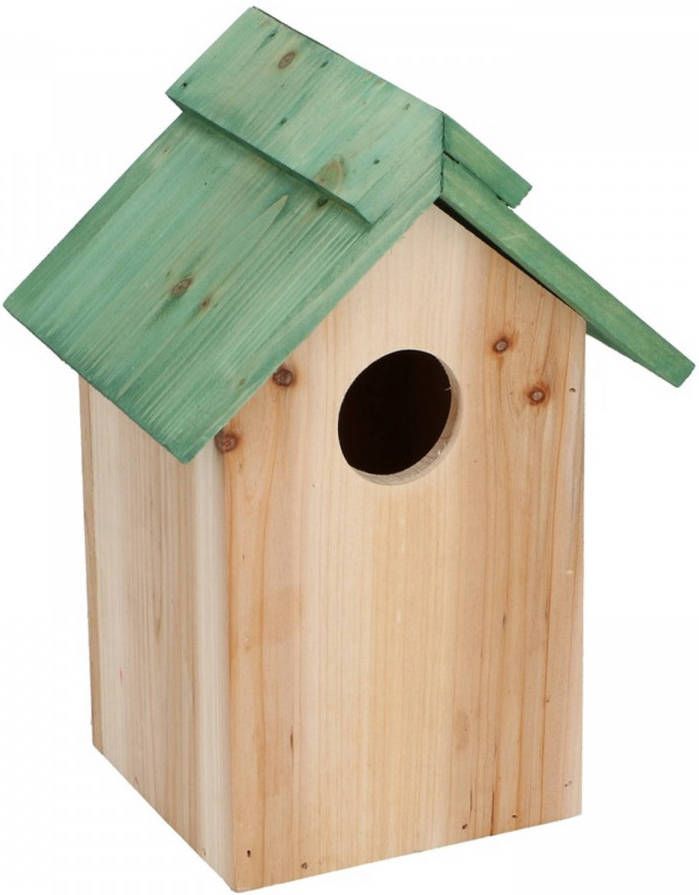 Lifetime Garden Houten Vogelhuisje nestkastje Met Groen Dak 24 Cm Vogelhuisjes