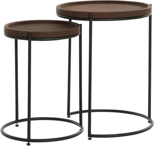 Light & Living Bijzettafel JAIRO Ø53x45.5cm Bruin Set van 2