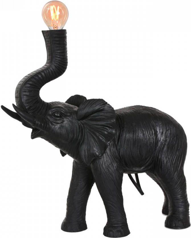 Light & Living Tafellamp Elephant 36cm Mat Zwart