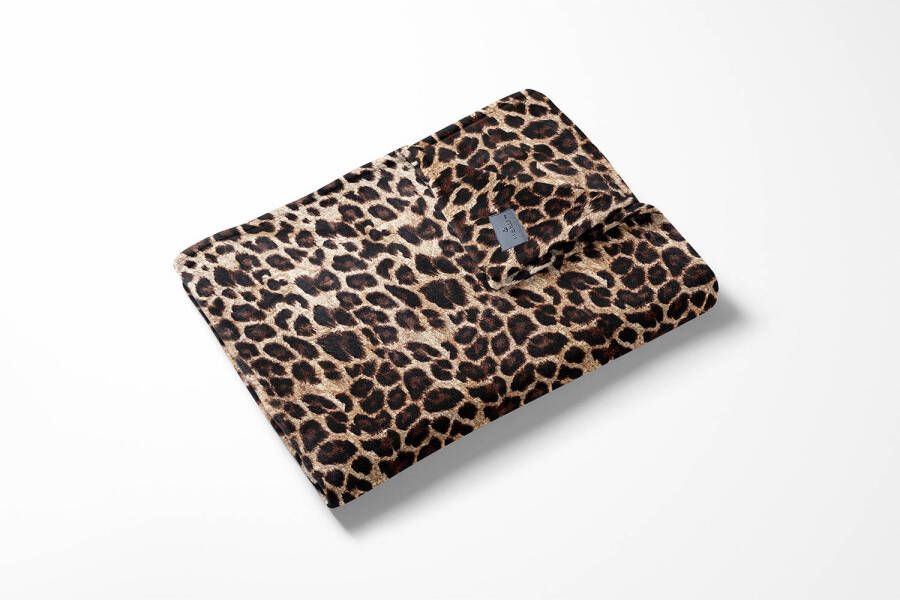 Linnick Flanel Fleece Deken Leopard bruin 140x200cm