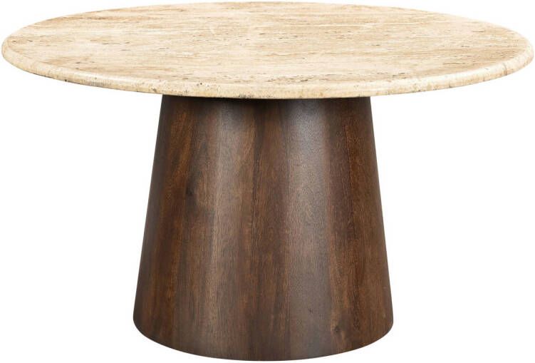 Livingfurn Eetkamertafel Valentino Round 130cm Mangohout Travertin