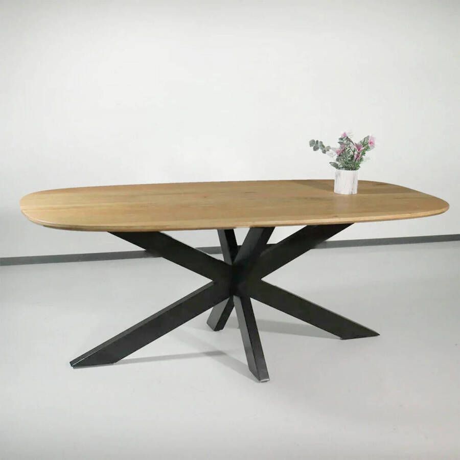 Lizzely Garden & Living Eettafel deens ovaal mangohout 200cm Austin lichtbruin ovale tafel duurzaam mango eetkamertafel