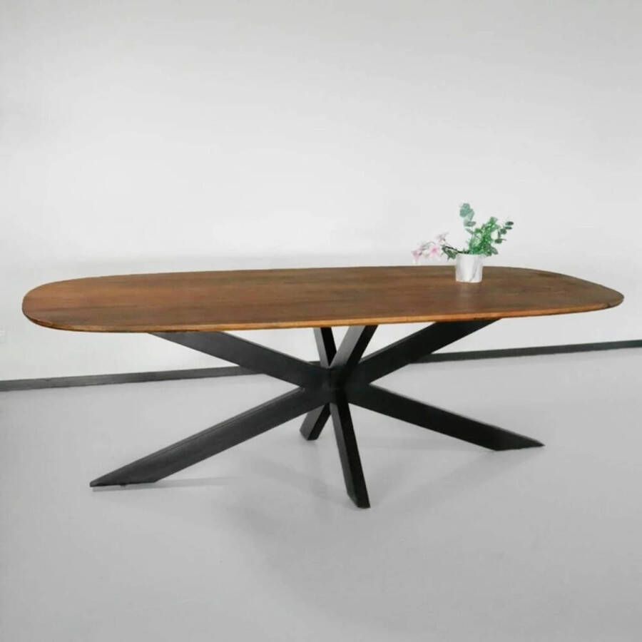 Lizzely Garden & Living Eettafel deens ovaal mangohout 240cm Austin bruin ovale tafel duurzaam mango eetkamertafel