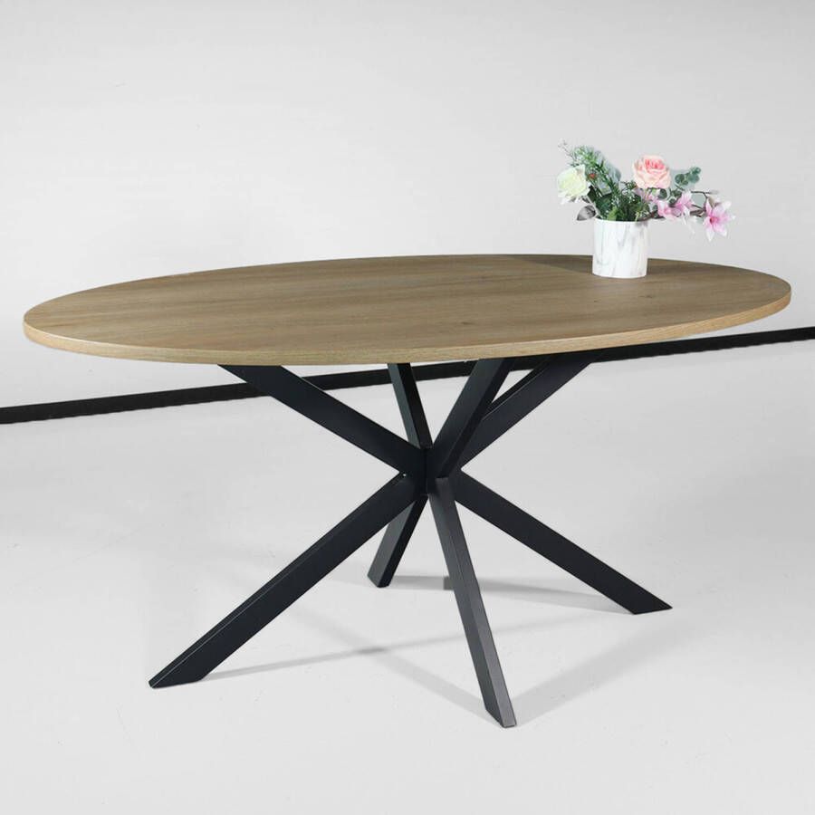 Lizzely Garden & Living Eettafel ovaal 160cm Rato lichtbruin ovale tafel