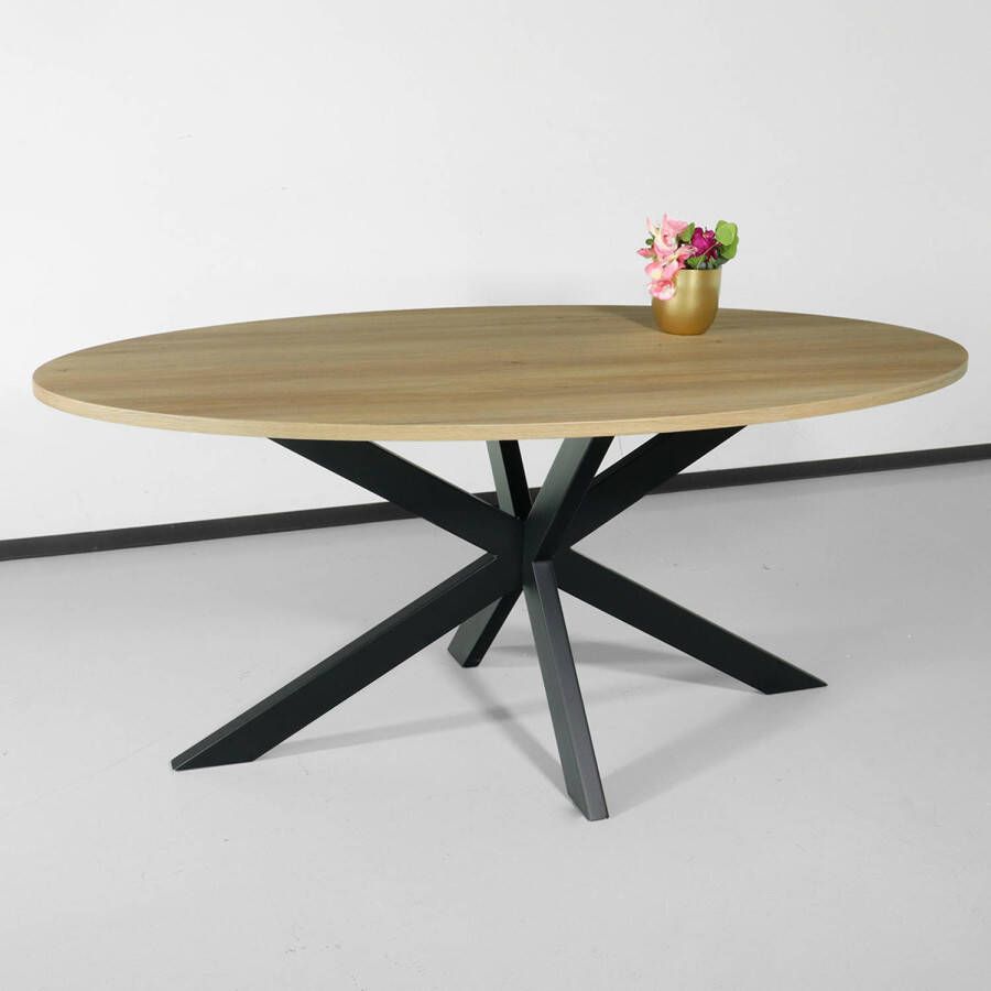 Lizzely Garden & Living Eettafel ovaal 180cm Rato lichtbruin ovale tafel