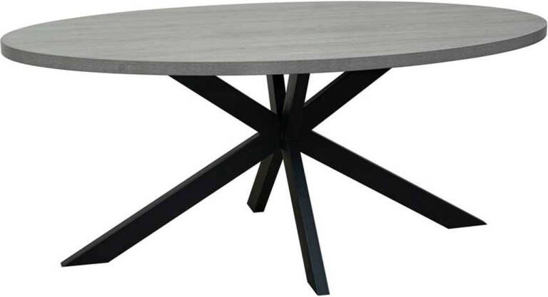 Lizzely Garden & Living Eettafel ovaal melamine 180cm Tommy grijs ovale tafel