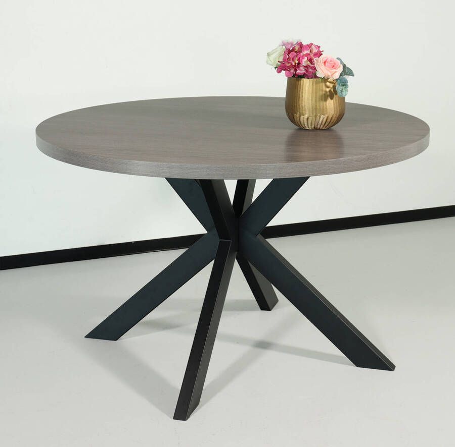 Lizzely Garden & Living Eettafel rond melamine 120cm Sanne grijs ronde tafel