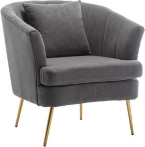 Lizzely Garden & Living Fauteuil Zitbank 1 Persoons Sien Velvet Grijs Stoel