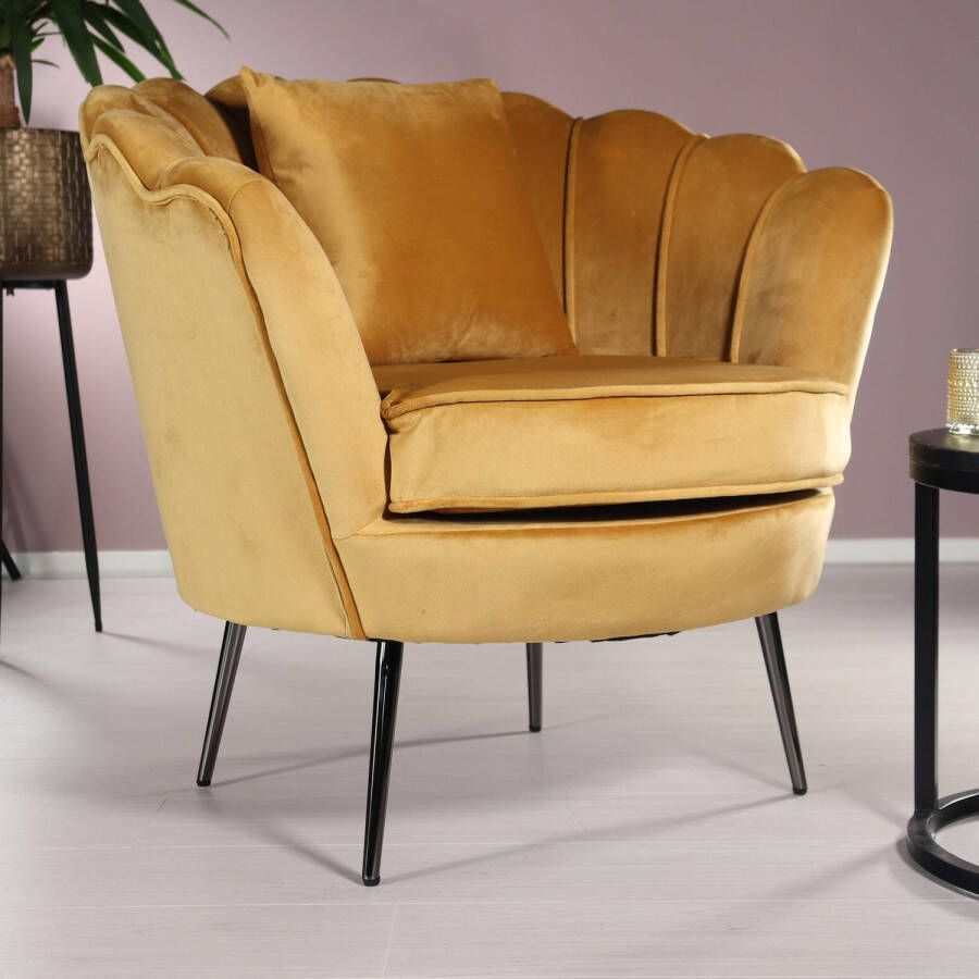 Lizzely Garden & Living Fauteuil zitbank 1 persoons stoel Anna goud bankje