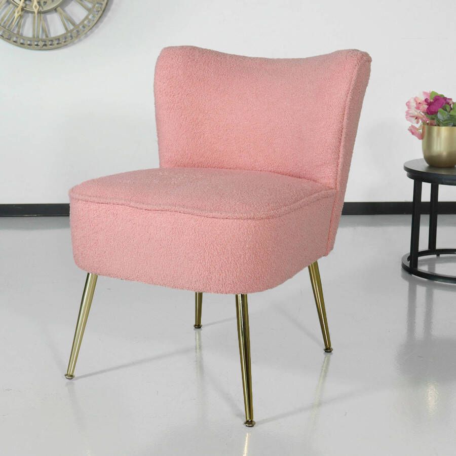 Lizzely Garden & Living Fauteuil zitbank 1 persoons Teddy roze stoel