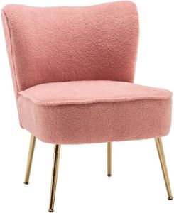Lizzely Garden & Living Fauteuil zitbank 1 persoons Teddy roze stoel