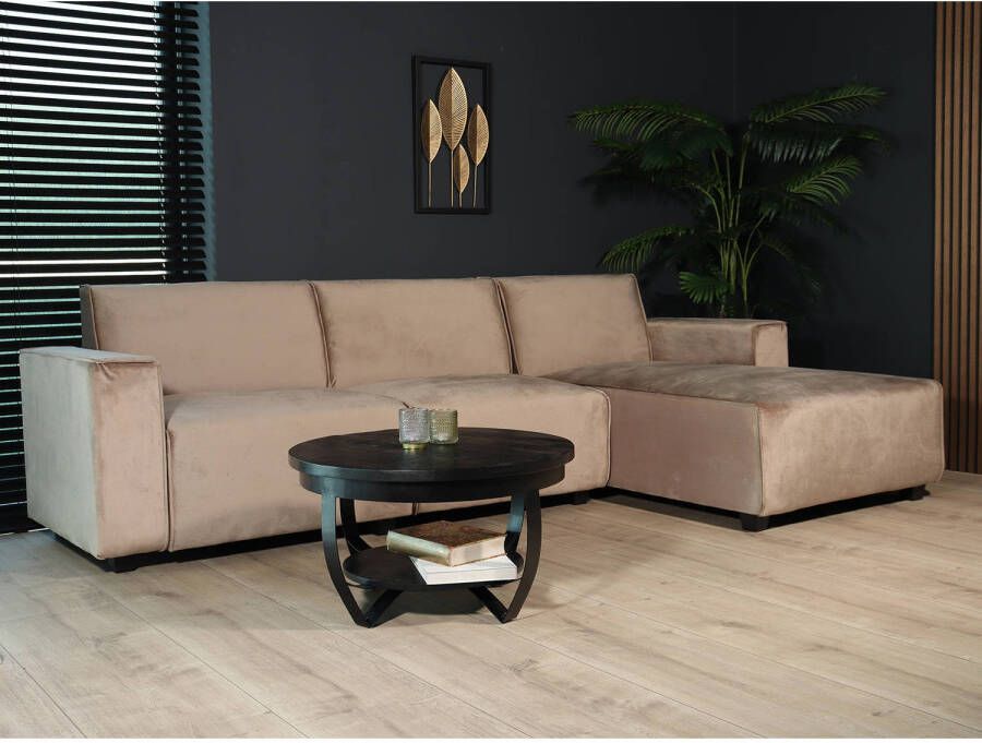 Lizzely Garden & Living Hoekbank design Riley 270cm bank champagne velvet loungebank rechts