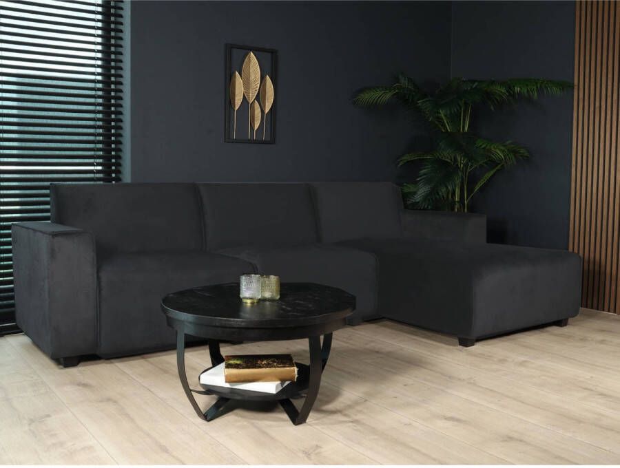 Lizzely Garden & Living Hoekbank design Riley 270cm bank zwart velvet loungebank rechts