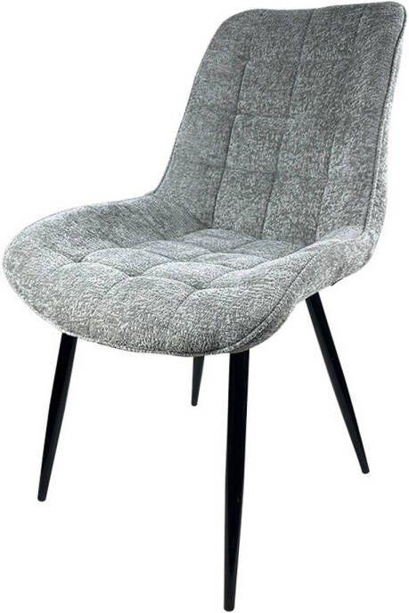 Lizzely Garden & Living SET DEAL: 4 stuks Eetkamerstoel De Vince grijs chenille eetstoel