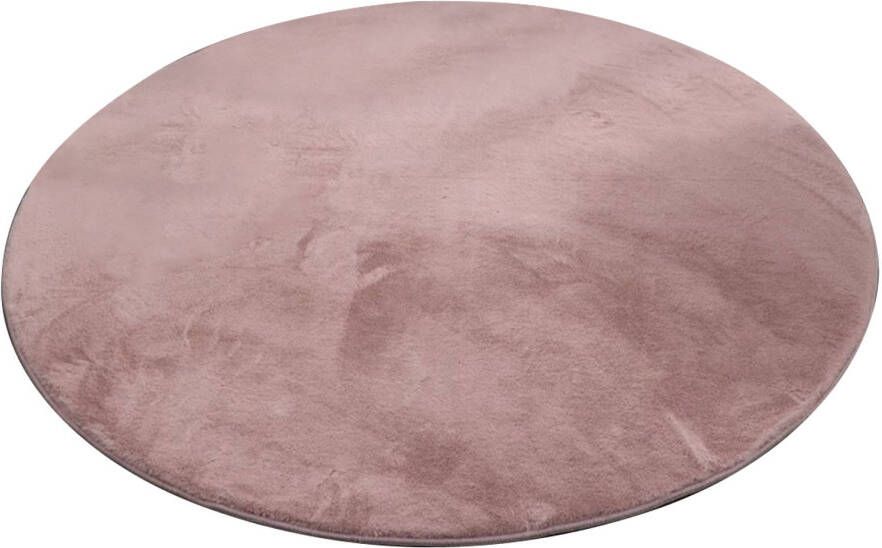 Lizzely Garden & Living Vloerkleed rond 160cm roze hoogpolig tapijt Liv fluffy vloerkleed