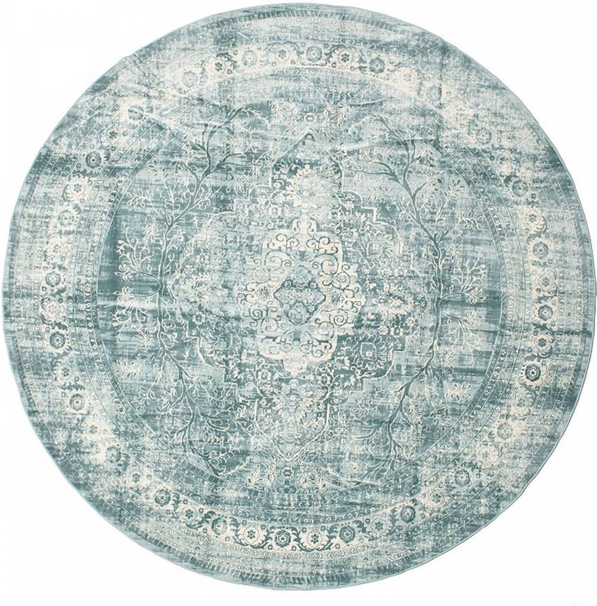 Lizzely Garden & Living Vloerkleed rond vintage 180cm wit donkerblauw perzisch oosters tapijt