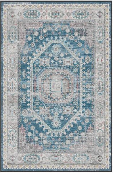 Lizzely Garden & Living Vloerkleed vintage 70x140cm donkerblauw perzisch oosters tapijt