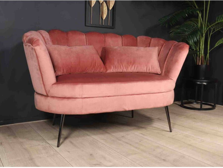 Lizzely Garden & Living Zitbank Anna 2 zits bank velvet oud roze bankstel 140cm stof incl. 2 kussens