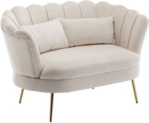Lizzely Garden & Living Zitbank Belle 2 Zits Velvet Créme 140cm Stof Bankstel