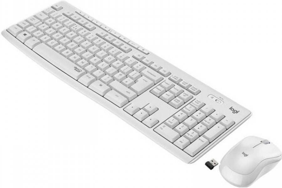 Logitech Pack Keyboard Mouse Draadloos MK295 SilentTouch Numeriek toetsenbord Frans AZERTY-toetsenbord Wit