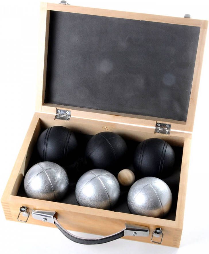 Longfield Games Angel Sports jeu de boules set in koffer 6 stuks zwart zilver