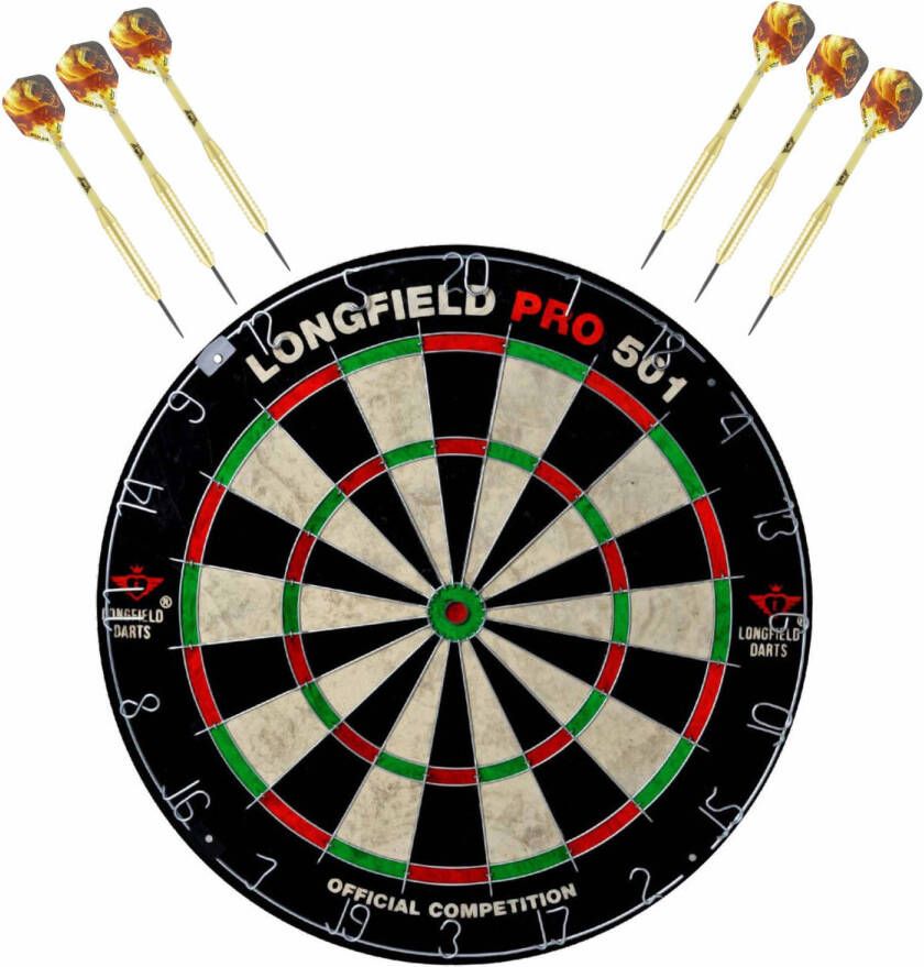 Longfield Games Dartbord set compleet van 45.5 cm met 6x Bulls dartpijlen van 23 gram Dartborden