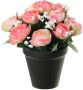 Louis Maes Kunstbloemen plant in pot roze wit tinten 20 cm Bloemenstuk ornament Kunstbloemen - Thumbnail 2