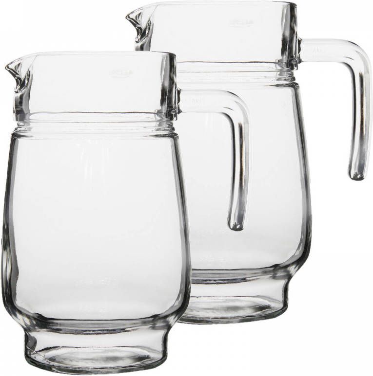 Luminarc 2x stuks glazen schenkkannen karaffen 1 6 liter Waterkannen