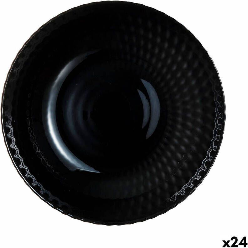 Luminarc Diep bord Pampille Noir Zwart Glas 20 cm (24 Stuks)