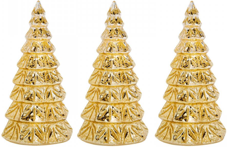Lumineo 3x stuks led kaarsen kerstboom kaars goud D9 x H15 cm Woondecoratie Elektrische kaarsen Kerstversiering